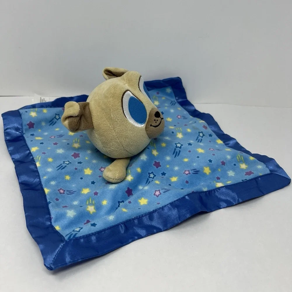Disney Security Blanket 11in Blue Rolly Puppy Dog Pals Star Satin Lovey
